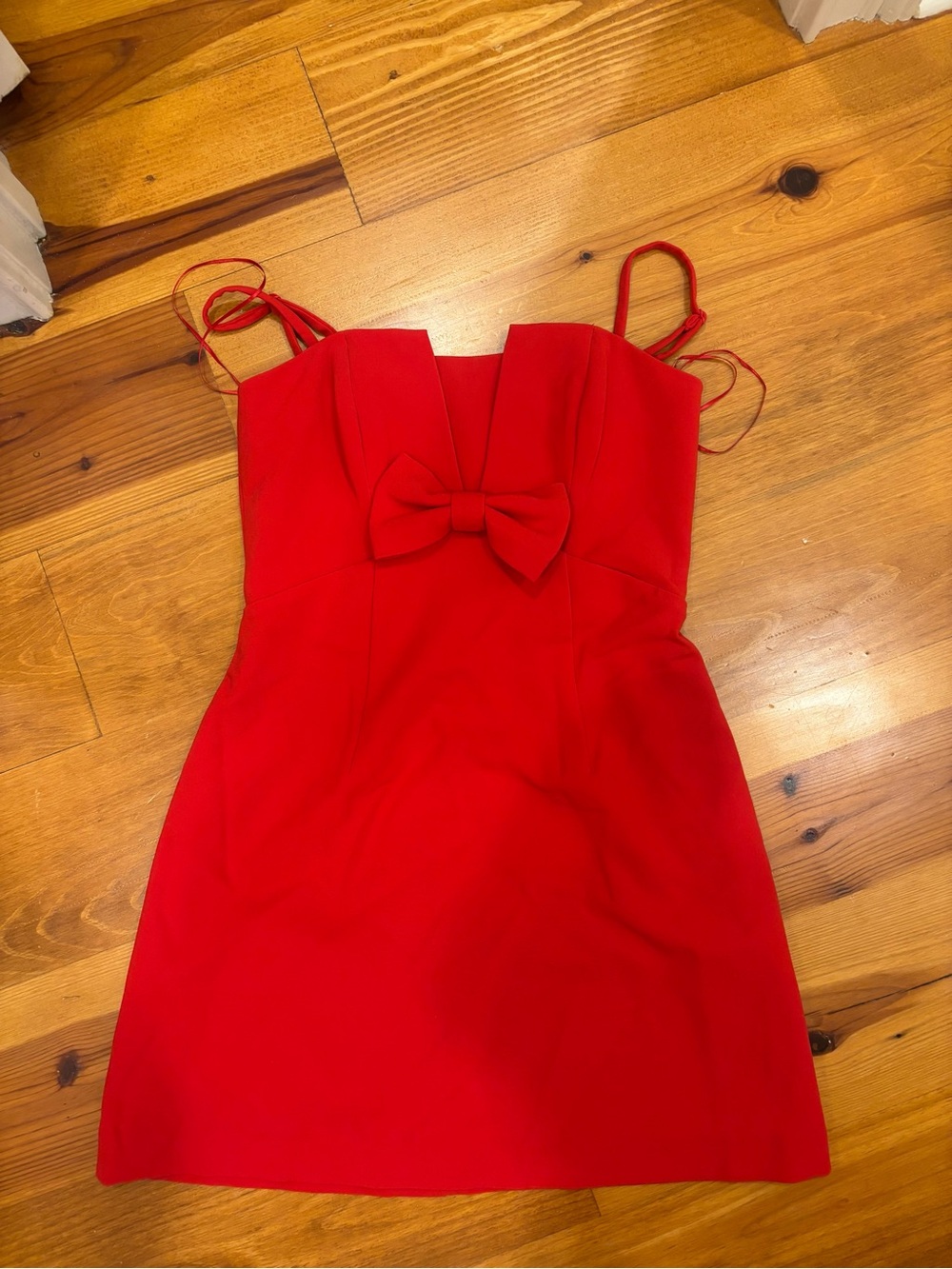 French Connection Red Bow-Front Mini Dress